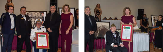 Collage of Asm. Schiavo presenting award to veteran in wheelchair